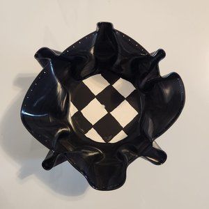 Black and White Homemade Checkered Record Earring Hanger